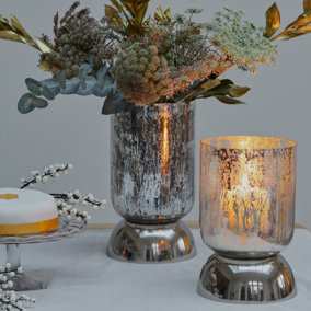 Regency Metalic Tiered Decorative Vase - Glass - L15 x W15 x H23.5 cm - Silver