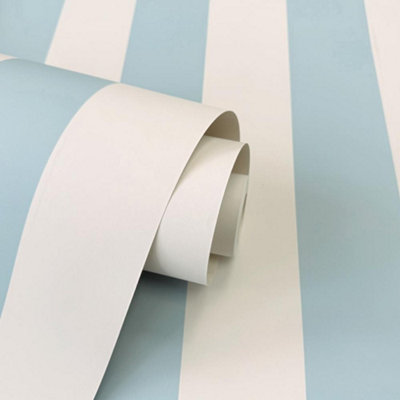 Regency Stripe Wallpaper Pale Blue / Cream World of Wallpaper 1122