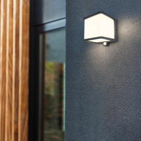 REGGIE CUBE- CGC Dark Grey Cube Solar LED Outdoor Wall Light with Motion Sensor