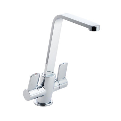 Reginox Alpina Chrome Twin Lever Flat Design Kitchen Mixer Tap