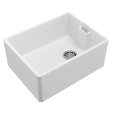 Reginox Belfast II 1.0 Bowl White Ceramic Kitchen Sink With Weir