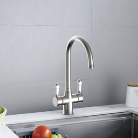 Reginox Chrome Brass Swan Neck VECHI II 3IN1 Boiling Hot Water Tap Deck Mounted Traditional