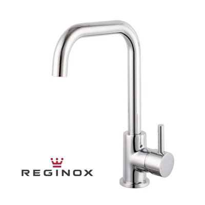 Reginox Chrome Stainless Steel Kitchen Sink Tap SALINA CH Square Neck Deck Mounted