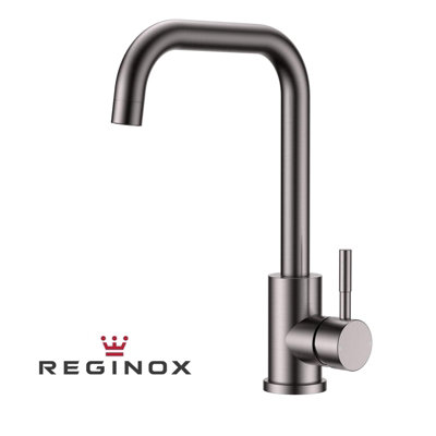 Reginox Gunmetal Stainless Steel Kitchen Sink Tap SALINA GUNMETAL Square Neck Deck Mounted