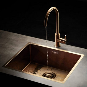 Reginox MIAMI 50X40 COPPER Copper 1 Bowl Integrated, Semi-Integrated, Undermount Stainless Steel Kitchen Sink