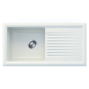 Reginox RL 304 CW White 1 Bowl Inset Reversible Ceramic Kitchen Sink