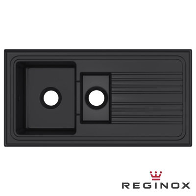 Reginox RL 401CB II Black 1.5 Bowl Inset Reversible Ceramic Kitchen Sink