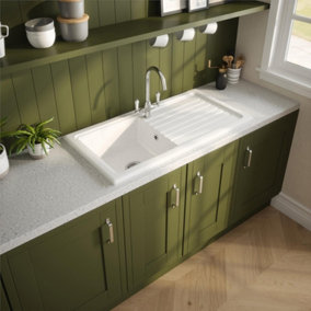 Reginox RL304 CW II White 1.0 Bowl Inset Reversible Ceramic Kitchen Sink