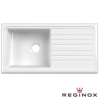 Reginox RL304 CW II White 1.0 Bowl Inset Reversible Ceramic Kitchen Sink