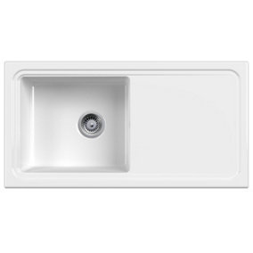 Reginox RL504 CW II White 1.0 Bowl Inset Reversible Ceramic Kitchen Sink