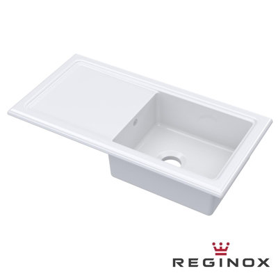 Reginox RL504 CW II White 1.0 Bowl Inset Reversible Ceramic Kitchen Sink