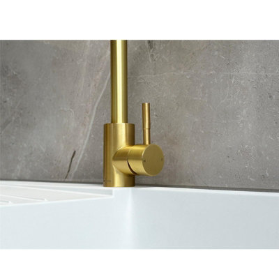 Reginox Salina BG Brushed Gold Single Lever Square Neck Kitchen Tap