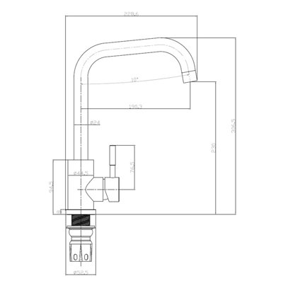 Reginox Salina BN Brushed Nickel Single Lever Square Neck Kitchen Mixer Tap