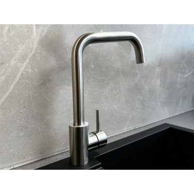 Reginox Salina BN Brushed Nickel Single Lever Square Neck Kitchen Mixer Tap