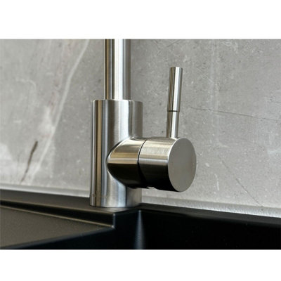 Reginox Salina BN Brushed Nickel Single Lever Square Neck Kitchen Mixer Tap