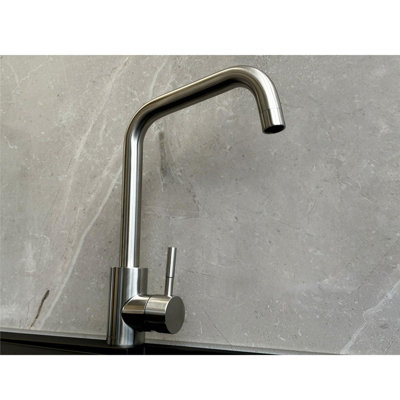 Reginox Salina BN Brushed Nickel Single Lever Square Neck Kitchen Mixer Tap