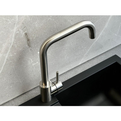 Reginox Salina BN Brushed Nickel Single Lever Square Neck Kitchen Mixer Tap