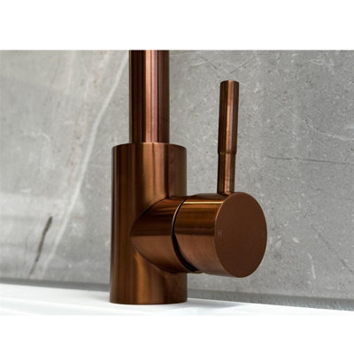 Reginox Salina Copper Effect Square Neck Kitchen Mixer Tap - Deck Mounted Stainless Steel