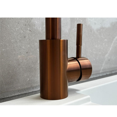 Reginox Salina Copper Effect Square Neck Kitchen Mixer Tap - Deck Mounted Stainless Steel
