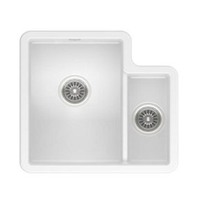 Reginox Tuscany II Undermount White Ceramic 1.5 Bowl Kitchen Sink With Wastes