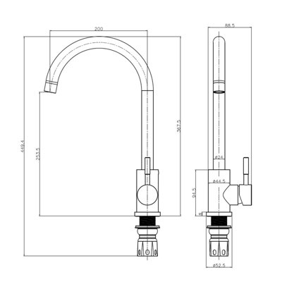 ReginoxTaravo CP Copper Single Lever Swan Neck Kitchen Mixer Tap