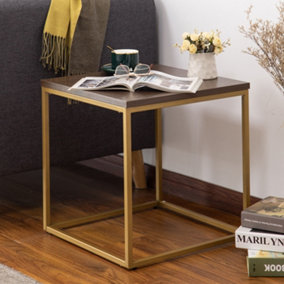 Regis Side Table,Walnut veneer/Gold