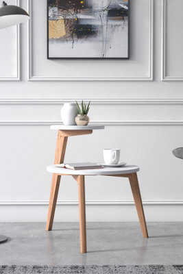 Rego Round Side Table Flower Stand Coffee Table, 50 x 62 cm 2 Tier End ...