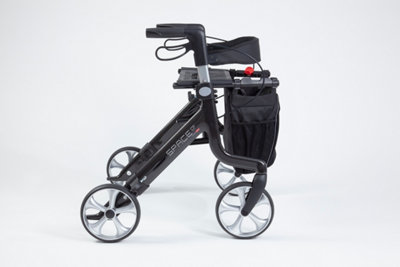 Rehasense Space CF Carbon Rollator - 4-Wheeled Lightweight Folding Rollator Indoor & Outdoor Use with Bag and Backrest Adjustable