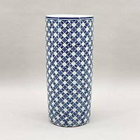 Reigate Round Umbrella Stand  - Vase - L20 x W20 x H46 cm - Blue/White
