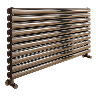 Reina Artena Double Horizontal Radiator 590x600mm Brushed Stainless Steel