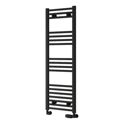 Reina Capo Flat Black Bathroom Heated Towel Rail 1200 x 400mm with TRV ...