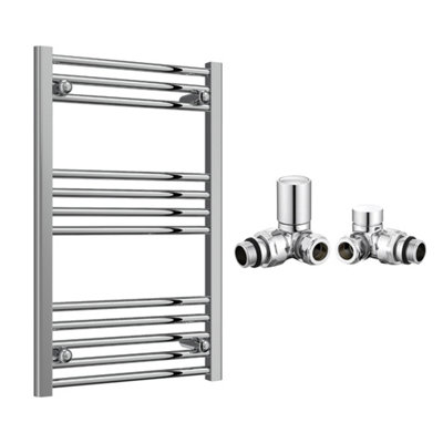 Reina Capo Flat Chrome Bathroom Heated Towel Rail 800 x 500mm with ...