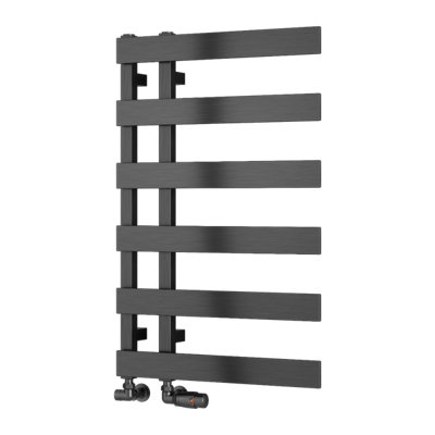 Reina Florina Modern Offset Towel Radiator - 800 x 500 mm - Brushed Gun ...