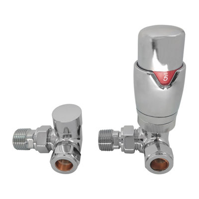 Reina Modal Thermostatic Corner Radiator Valves Chrome