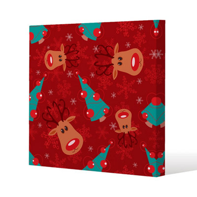 Reindeer and tree pattern (canvas) / 101 x 101 x 4cm