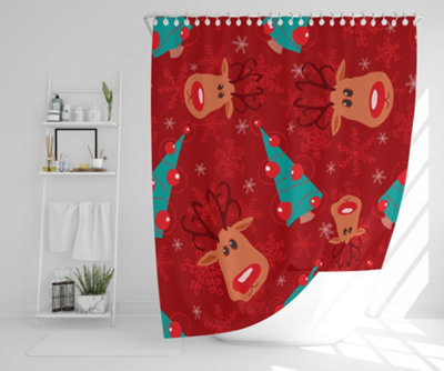 Reindeer and tree pattern (shower curtain) / Default Title