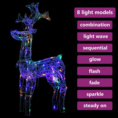 Reindeer Christmas Decoration 90 LEDs 60x16x100 cm Acrylic - 3