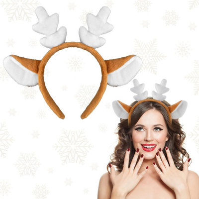 Cute Reindeer Antlers Headband - Christmas Deer Ear Hairband For Xmas Party & Cosplay