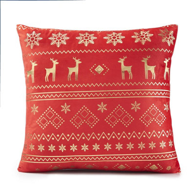 Reindeer Gold 18" Christmas Cushion