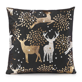 Reindeer Gold 18" Christmas Cushion