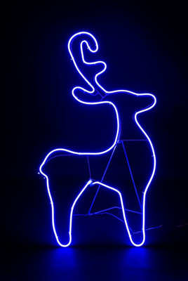 Reindeer Neon Effect Rope Light Silhouette Double Side 90 Blue LEDs Christmas Outdoor