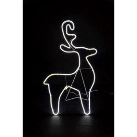 Reindeer Neon Effect Rope Light Silhouette Double Side 90 Cool White LEDs Christmas Outdoor