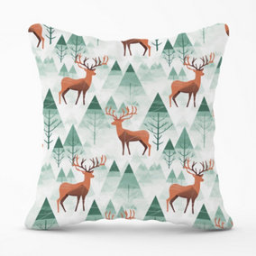 Reindeer On A Snowy Landscape Cushions 60cm x 60cm