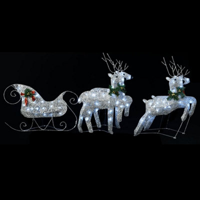 Reindeer & Sleigh Christmas Decoration 100 LEDs Outdoor Silver - 4