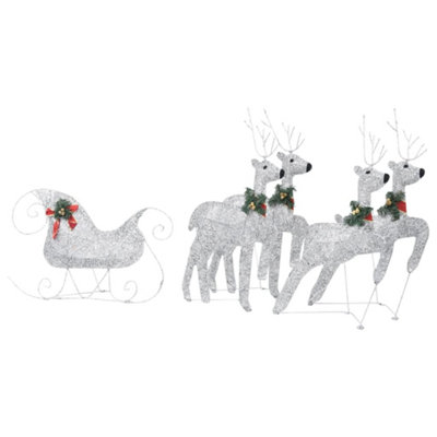 Reindeer & Sleigh Christmas Decoration 100 LEDs Outdoor Silver - 5