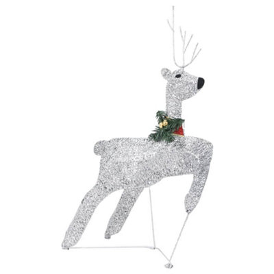 Reindeer & Sleigh Christmas Decoration 100 LEDs Outdoor Silver - 6