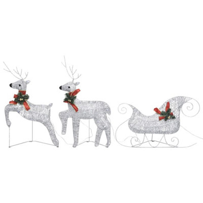Reindeer & Sleigh Christmas Decoration 140 LEDs Outdoor Silver - 4