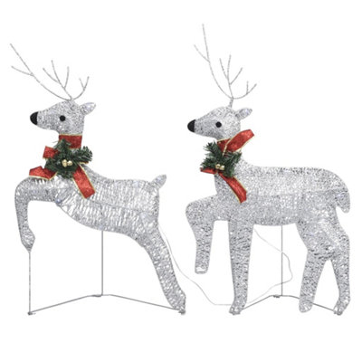 Reindeer & Sleigh Christmas Decoration 140 LEDs Outdoor Silver - 6