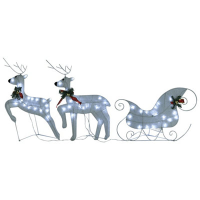 Reindeer & Sleigh Christmas Decoration 140 LEDs Outdoor White - 4