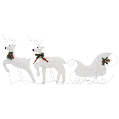 Reindeer & Sleigh Christmas Decoration 140 LEDs Outdoor White - 5